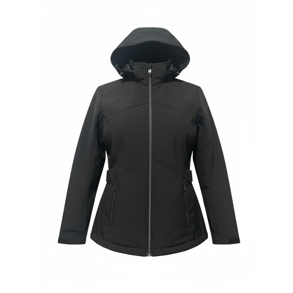 XeroXposur Womens Large Black Fleece Lined Hooded Rain Jacket Coat L